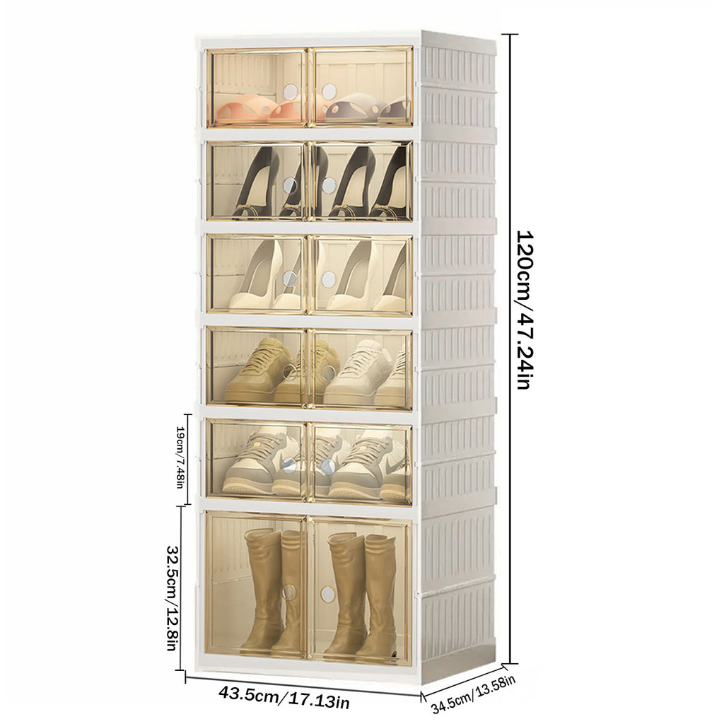 Shoe Rack with Clear Shoe Boxes 3 6 9 Tier Foldable Stackable Plastic Organizer for Closet Entryway Bedroom – Holds 6 12 or 18 Pairs