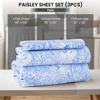 Paisley Bed Sheet Sets Queen King Twin Full Cal King – Soft Brushed Microfiber Deep Pocket Fitted Sheet & Pillowcases, Wrinkle Free