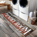 Laundry Room Runner Rug Non-Slip Washable Farmhouse Retro Floor Mat for Kitchen Bathroom Hallway Multiple Sizes and Colors Blue Brown Red Home Decor Accent Rug