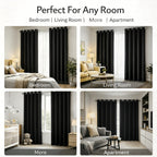 4-Panel Blackout Curtains Set Heat Insulating Noise Reducing Privacy Drapes for Bedroom Living Room Balcony – 6 Sizes 4 Colors
