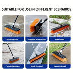 Heavy Duty Outdoor Floor Scrub Brush 10.24" Dual-Purpose with Water Scraper & Stiff Bristles – Hard Broom for Patio, Deck, Driveway & Concrete Cleaning, Home & Commercial Use