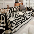 Bohemian Sofa Cover Pet Scratch Resistant Non-Slip Furniture Protector Throw Blanket for Living Room Bedroom – All Season Couch Cover in Black & Gray, 4 Sizes