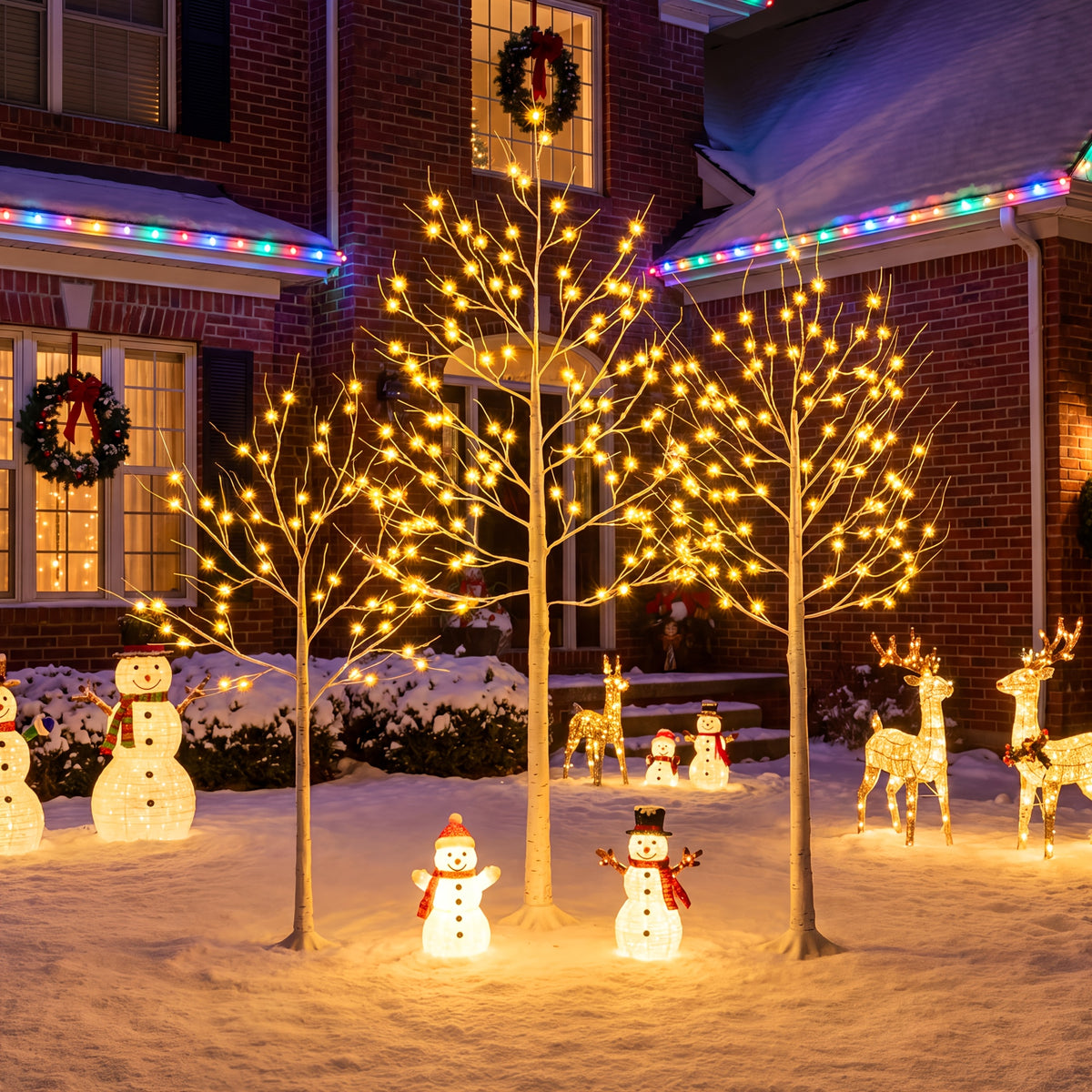 Lighted Birch Tree Warm White Fairy Lights 4ft 5ft 6ft 8ft Tall Artificial Prelit Tree Plug In Clear Lights Sturdy Base for Indoor Outdoor Christmas Wedding Easter Home Decor