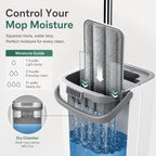 Flat Mop and Bucket Set Self-Cleaning – 6 Washable Microfiber Pads, Hands-Free Wringing Wet Dry Floor Mop for Hardwood, Tile & Laminate