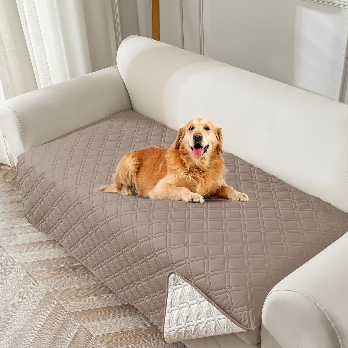 L-Shape Sectional Sofa Cover Non-Slip Machine Washable Chaise Lounge Slipcover Pet-Friendly Loveseat 3-Seater Right Chaise 9 Colors