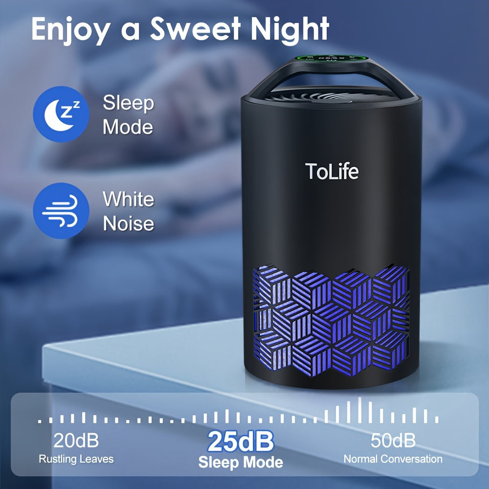 H13 HEPA Air Purifier for Large Rooms Bedrooms Pets Ultra Quiet 25dB Sleep Mode 3-Stage Filter Dust Smoke Pollen Pet Hair Dander USB Powered Aromatherapy Diffuser