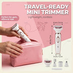 4-in-1 Electric Shaver for Women Rechargeable Grooming Kit Wet Dry Painless Lady Razor for Face Nose Legs Underarm Bikini Trimmer Luxury Gift Set