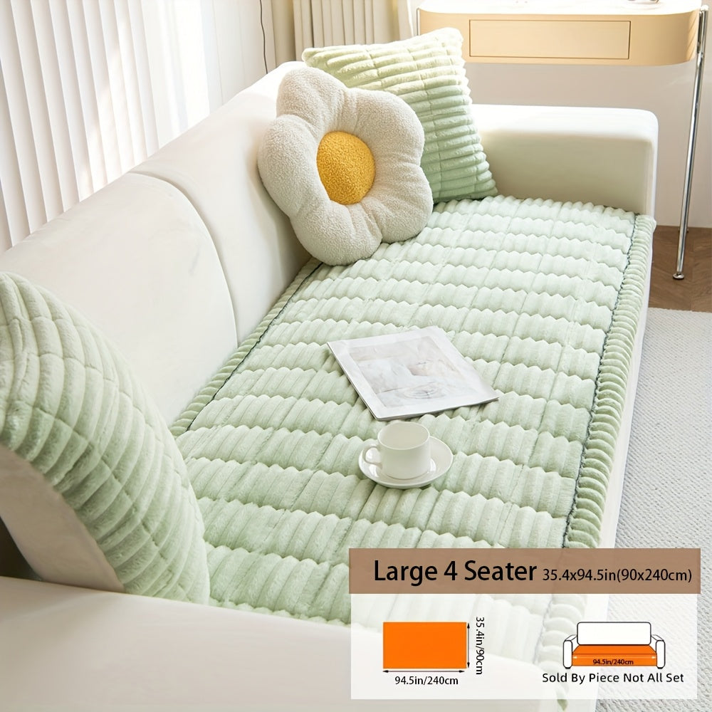 Fuzzy Quilted Pet Couch Cover Non-Slip Washable – Short Plush 100% Polyester Sofa Protector for Dogs, 5 Colors, Armchair Loveseat 2/3/4-Seater & Sectional Slipcover