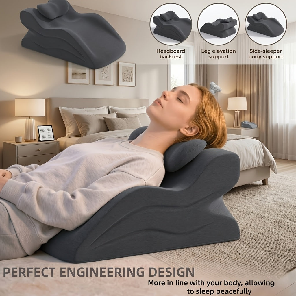 Ergonomic Backrest Pillow for Bed Reading - Multi-Purpose Support Pillow Neck Back Rest Removable Washable Cover Sleeping Reading Office Lounge