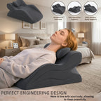 Ergonomic Backrest Pillow for Bed Reading - Multi-Purpose Support Pillow Neck Back Rest Removable Washable Cover Sleeping Reading Office Lounge