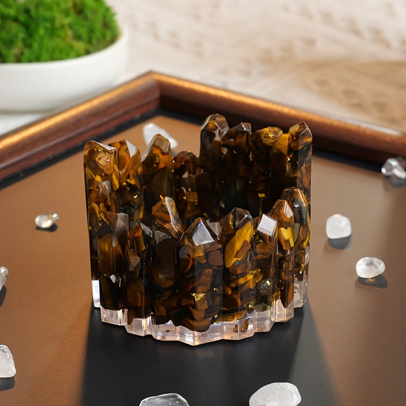 Crystal Column Bowl Candle Holder - Natural Stone Bracelet Ornament Storage Dish, Crystal Cleansing Bowl for Women, Boho Home Decor Gift (2.36-2.76 inch)