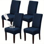 Stain-Resistant Stretch Dining Chair Covers Set of 4 or 6 Jacquard Polyester-Spandex Removable Slipcovers – Pet & Kid Friendly, Machine Washable, for Restaurant Home Wedding Christmas