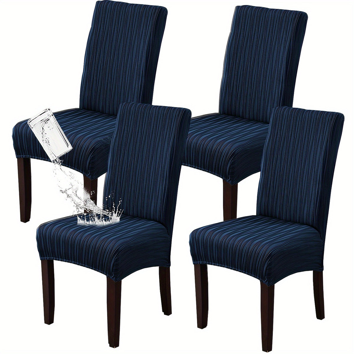 Stain-Resistant Stretch Dining Chair Covers Set of 4 or 6 Jacquard Polyester-Spandex Removable Slipcovers – Pet & Kid Friendly, Machine Washable, for Restaurant Home Wedding Christmas