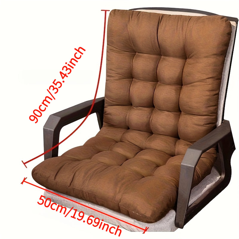 Chair Cushion Set 2pcs Thick Polyester with Straps – Full Back Support Seat Pad for Leisure Chairs, Garden Furniture & Indoor Outdoor Seating, Machine Washable, Multiple Colors