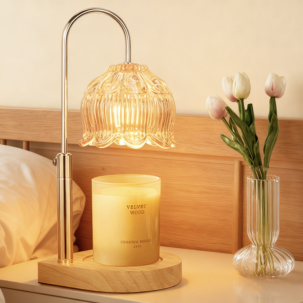 Candle Warmer Lamp Electric Wax Melter with 2/4/8 Hour Timer Adjustable Temperature – Crystal Lily Shape Candle Wax Warmer for Scented Jar Candles Home Fragrance
