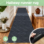 Hallway Runner Rug Non-Slip Vintage Diamond Pattern Machine Washable Rubber Backed – Kitchen, Entryway & Living Room Runner, 5 Sizes, Dark Gray & Dark Red
