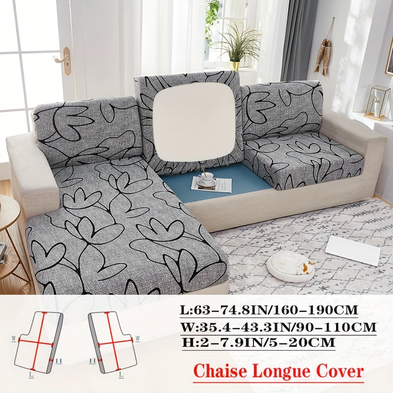 Floral Pattern Sofa Cover Breathable Soft Machine Washable All Season Light Grey Fits 1 to 4 Seater Chaise Longue and Backrest Options