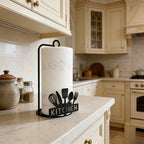 Paper Towel Holder Black Iron Countertop Napkin Dispenser – Kitchen Theme Tissue Stand for Kitchen, Living Room, Bedroom & Coffee Bar