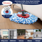 Spin Mop Replacement Heads 6 Pack Microfiber – Machine Washable Mop Head Refills with Scrub Brush & Base for Deep Floor Cleaning, Home, Kitchen & Hardwood Floors, Blue