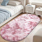 Oval Plush Area Rug Anti-Slip Machine Washable Soft Carpet 2x4 Ft Bedroom Living Room Home Decor