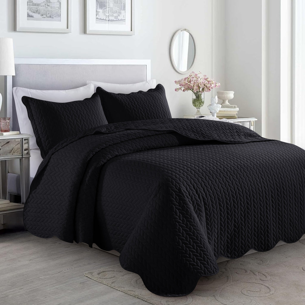 Microfiber Quilt Bedspread Set All Season Lightweight – Soft Breathable Quilted Coverlet Twin Full Queen King 16 Colors Machine Washable