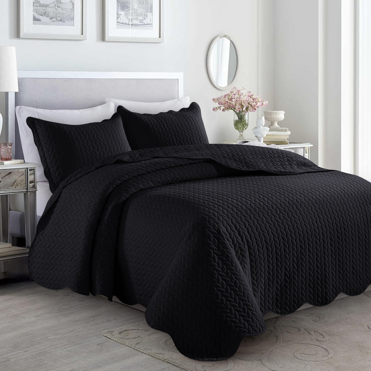 Microfiber Quilt Bedspread Set All Season Lightweight – Soft Breathable Quilted Coverlet Twin Full Queen King 16 Colors Machine Washable