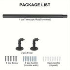 Curtain Rod Black Industrial 1 Inch with Brackets – Rustic Heavy Duty Window Rod Set for Indoor & Outdoor Use | 4 Sizes