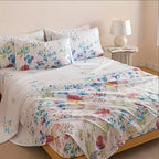 Floral Sheet Set 4 Piece – Fresh Natural Flower Plant Print Fitted Sheet Flat Sheet 2 Pillowcases, Soft Breathable All-Season Bedding for Bedroom & Dorm