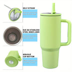 40oz Insulated Tumbler with Straw & Handle - Double Wall Stainless Steel Vacuum Cup for Hot & Cold Drinks, Reusable Travel Mug, 8 Colors | Nuvia Haven