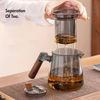 Glass Teapot and Coffee Pot with Handle & Filter – Transparent Stovetop Tea Kettle for Loose Leaf Tea, Herbal Tea & Coffee, Borosilicate Glass, Kitchen Brew Pot