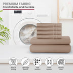 Brushed Microfiber Bed Sheet Set 6 Piece with Embroidered Pillowcases - Hotel Luxury Deep Pocket 16 Inch, Soft Breathable All Season, 24 Colors, Twin Twin XL Full Queen King Cal King