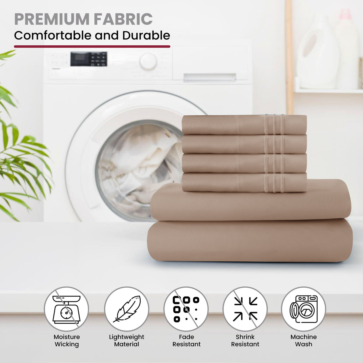 Brushed Microfiber Bed Sheet Set 6 Piece with Embroidered Pillowcases - Hotel Luxury Deep Pocket 16 Inch, Soft Breathable All Season, 24 Colors, Twin Twin XL Full Queen King Cal King