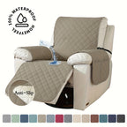 Recliner Chair Cover Waterproof Non-Slip, Oversized Recliner Slipcover with Side Pocket & Elastic Straps, Washable Furniture Protector for Dogs & Pets, Warm Cozy Chair Cover, 1 Piece
