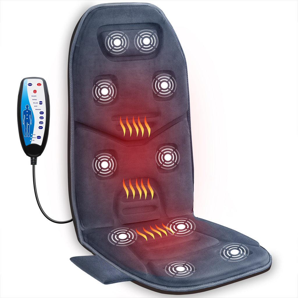Heated Massage Seat Cushion with 10 Vibration Motors – 5 Modes 3 Intensity Levels Back & Seat Warmer Pad for Recliner Office Chair, 30-Min Auto Shut-Off, Father's Day Mother's Day Gift