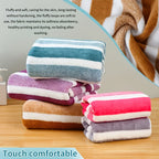 Classic Striped Bath Towel Set – 9 or 15 Piece No-Hair-Loss Super Absorbent Two-Color Towel Bundle | Large Bath Towels, Face Towels & Hand Towels for Bathroom & Beach