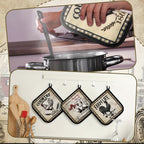 Farmhouse Rooster Pot Holders Set of 12 with Pocket - Heat Resistant Polyester Oven Mitts Hot Pads and Cookie Bags for Baking Cooking and Gifting - Fun Kitchen Potholder Gift Set