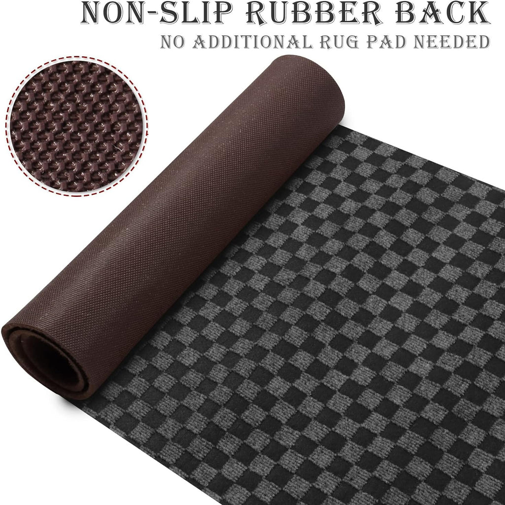 Runner Rug for Hallway Entryway Kitchen – Indoor Outdoor Non-Slip Rubber Backing, 200+ Custom Sizes, 8 Colors, Stain Resistant Low Pile Carpet Runner