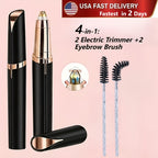 Electric Eyebrow Trimmer 2 Pack USB Rechargeable Painless Precision Hair Remover Women - Face Leg Lip Armpit Portable Razor Pink Rose Gold