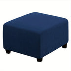 Stretch Ottoman Footstool Cover Elastic Square Slipcover – Grip Polyester Stretch Protector with Elastic-Band Closure, Machine Washable Footstool Cover for Home & Office, 1pc