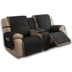Loveseat Recliner Cover with Center Console – 4-Piece Set 100% Waterproof Dual Recliner Slipcover with Straps, Split Reclining Sofa Protector for Pets & Kids, Living Room Furniture Cover
