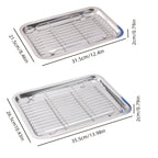 Stainless Steel Baking Tray Set with Cooling Rack & Mesh Basket - 12.5x8.6 Inch Cookie Sheet for Oven Baking, BBQ, Roasting & Vegetable Prep, Multi-Use Kitchen Set for Holiday Cooking