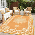 Outdoor Patio Rug Plastic Straw Reversible UV Resistant Portable RV Mat Indoor Outdoor Carpet Porch Deck Balcony Backyard Orange Teal Grey Brown 5x8 6x9 8x10 9x12 ft