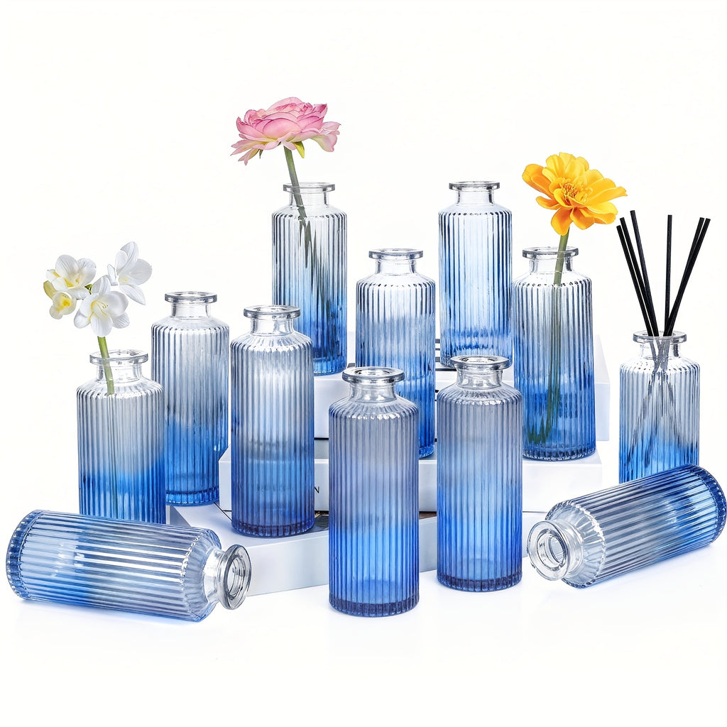 Striped Bud Vases Set of 12 24 36 Modern Mini Clear Flower Vases for Wedding Centerpieces Birthday Anniversary Party Table Decor – Mother's Day Vase Set