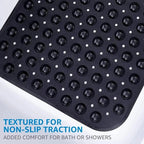 Foldable Non-Slip Shower Mat PVC Bathtub Mat with Suction Cups – 27.56x15.75 Inch, Compact & Easy to Store, Black Bathroom Safety Mat