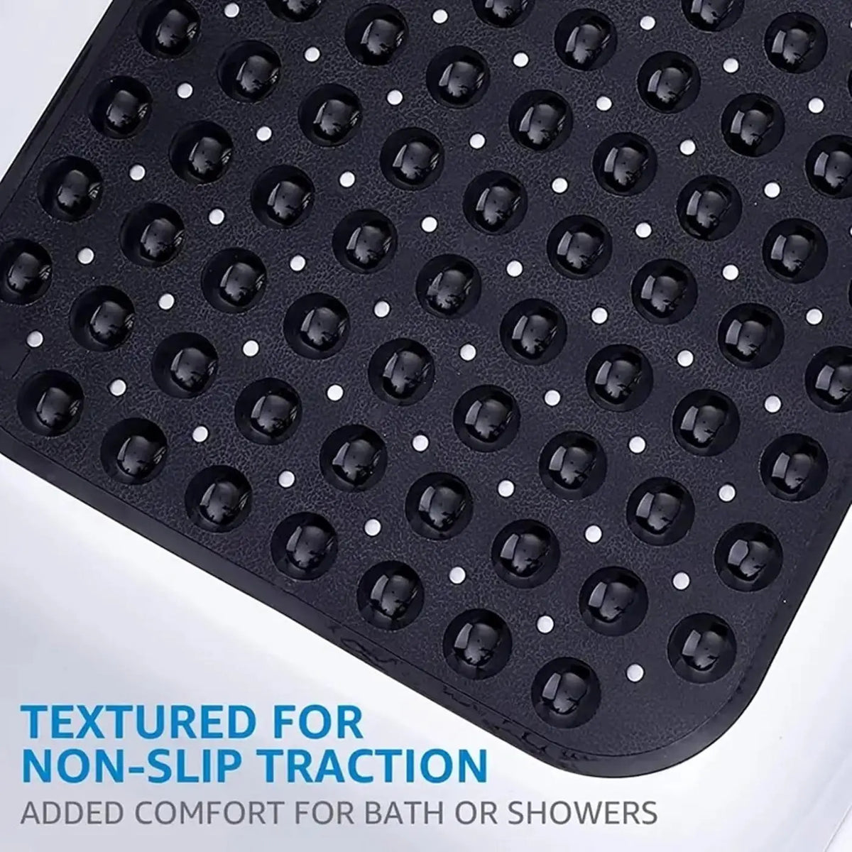 Foldable Non-Slip Shower Mat PVC Bathtub Mat with Suction Cups – 27.56x15.75 Inch, Compact & Easy to Store, Black Bathroom Safety Mat