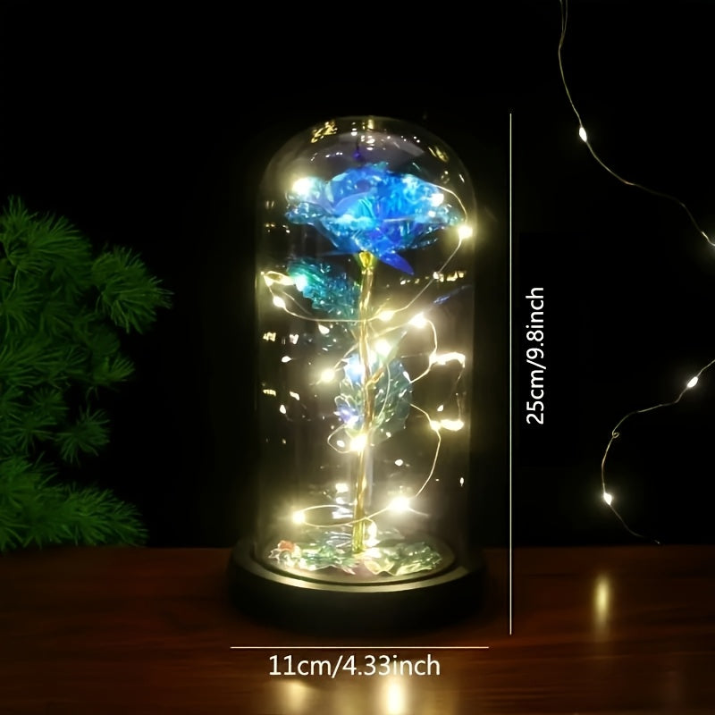 LED Rose Glass Dome Eternal Flower Night Light – Valentine's Day Gift for Girlfriend Mother's Day Wedding Bridesmaid Romantic Desktop Decor