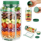 Salad Jar with Side Opening & Dressing Cup – Mason Jar Salad Container with Upgraded Lock, Leak-Proof Lunch Box for Meal Prep, Portable for Travel, Office & Home, Includes Disposable Spoon