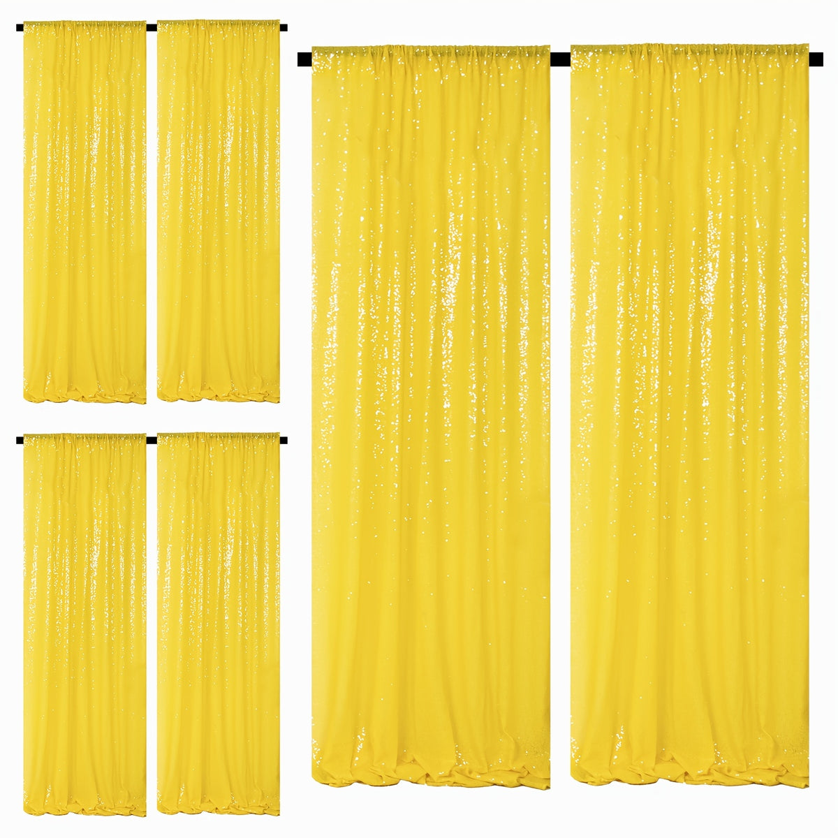 Sequin Backdrop Curtains – Glitter Party & Wedding Background Panels, 2ft×8ft per Panel, 4/6/8 Panel Sets, 29 Colors for Birthday, Stage, Bridal & Event Decor