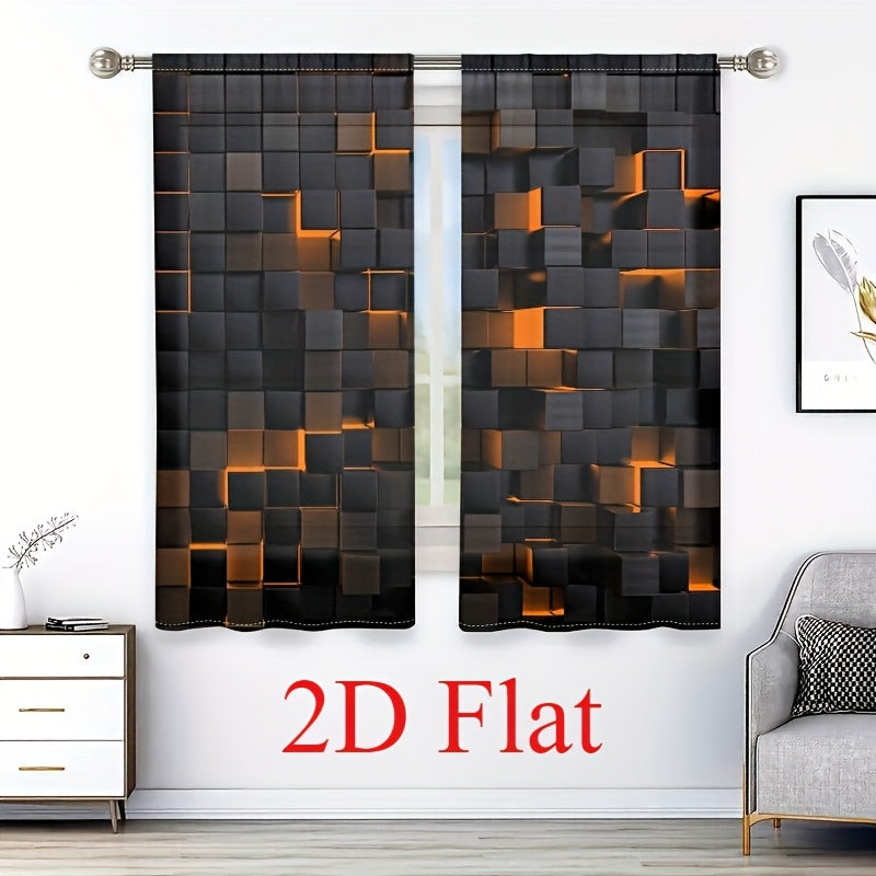 2-Piece Vintage Geometric Print Curtains – Rod Pocket, Machine Washable Polyester Flannel | Living Room & Bedroom | 4 Colors, 2 Sizes | Nuvia Haven