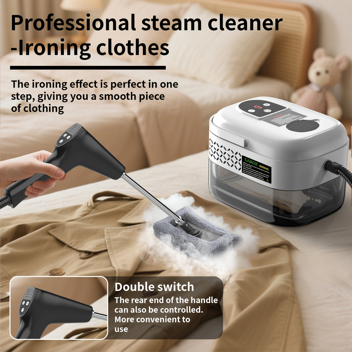 Handheld High-Pressure Steam Cleaner – High-Temperature, LCD Display, Multi-Speed Control | Carpet, Kitchen, Sofa & Tile Cleaning